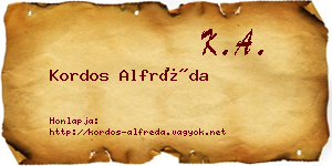 Kordos Alfréda névjegykártya